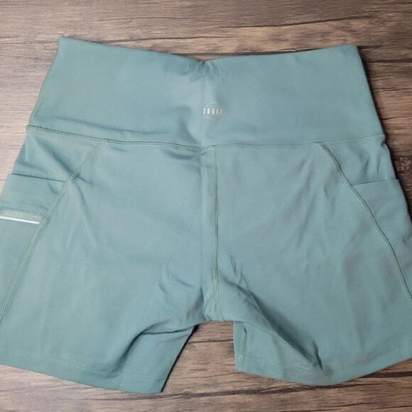Women's SOUKE SPORTS High Waist Yoga Shorts Deep Green Large - Picture 4 of 7